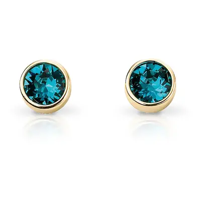 John Greed Signature Gold Plated Silver December Birthstone Crystal Stud Earrings For Women