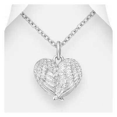 John Greed Signature Silver Angel Wing Heart Necklace For Women