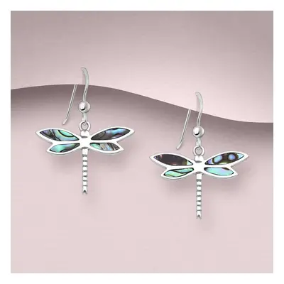 John Greed Tempest Meadow Silver Abalone Dragonfly Drop Earrings For Women