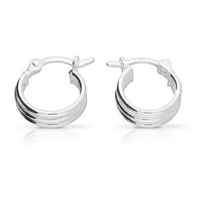 John Greed Signature Silver Triple Row Hoop Earrings For Women