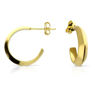 John Greed Signature Gold Plated Razor-Edge Half Hoop Earrings For Women