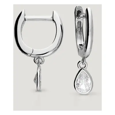 John Greed CANDY Cane Silver CZ Teardrop Drop Huggie Hoop Earrings For Women