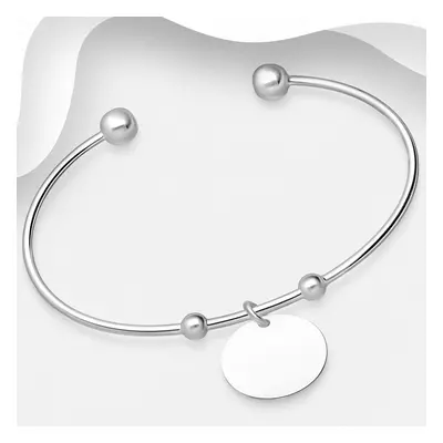 John Greed Signature Silver Round Ends Tagged Cuff Bangle For Women