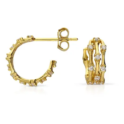 John Greed Signature Gold Plated Triple Row CZ Hoop Earrings For Women