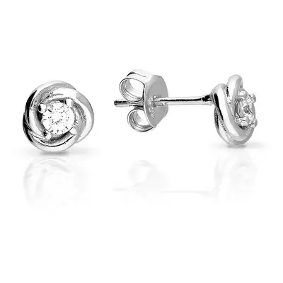 John Greed Signature Silver CZ Circular Rose Stud Earrings For Women