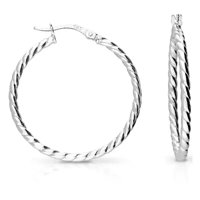 John Greed Signature Silver Soft Twist Hoop Earrings For Women