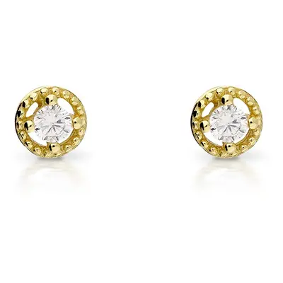 John Greed Signature Gold Plated Small CZ Beaded Edge Stud Earrings For Women