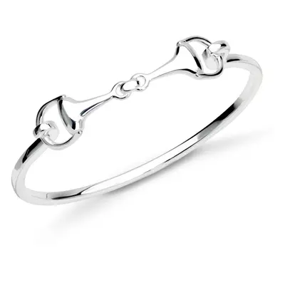 John Greed Signature Silver Hinged Double Snaffle Bangle For Women