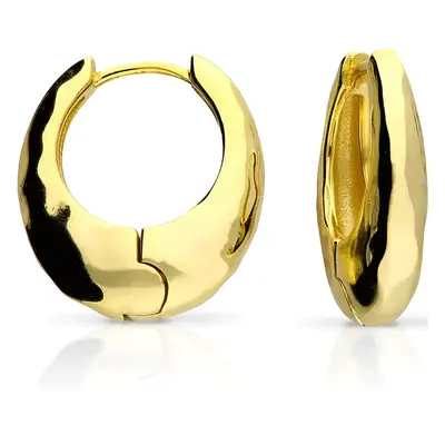 John Greed Signature Gold Plated Textured U-Shape Hoop Earrings For Women