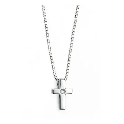 D for Diamond Children's Silver & Diamond Small Cross Necklace