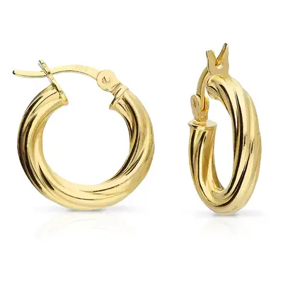 John Greed Signature Gold Plated Twisted Round Hoop Earrings For Women