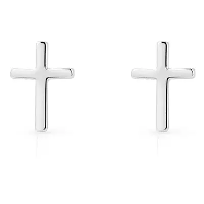 John Greed Signature Silver Plain Cross Stud Earrings