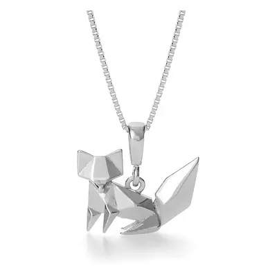 John Greed Silver Origami Fox Necklace For Women