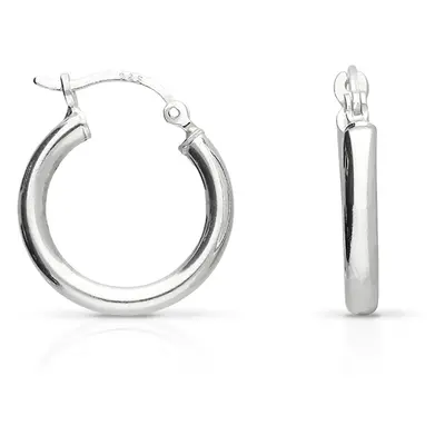 John Greed Signature Silver Plain Tube Hoop Earrings For Women