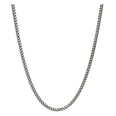 John Greed Signature Silver Oxidised Curb Chain Necklace