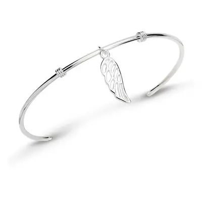 John Greed Signature Silver Angel Wing Charm Cuff Bangle For Women