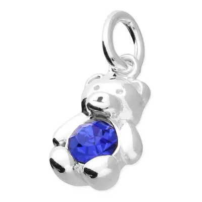 John Greed Signature Children's Silver September Birthstone Crystal Bear Pendant Charm For Women