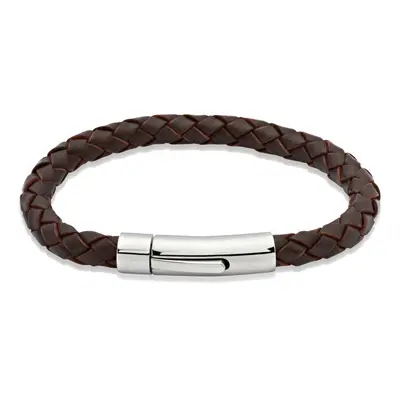 Unique & Co Brown Leather Bracelet with Stainless Steel Clasp