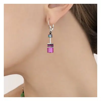 Coeur De Lion Classic GEOCUBE Earrings Iconic Rainbow Pink Accents For Women