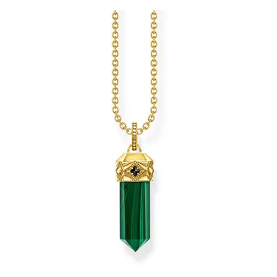 THOMAS SABO Rebel Gold Plated Green Malachite Hexagon Necklace