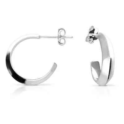 John Greed Signature Silver Razor-Edge Half Hoop Earrings For Women