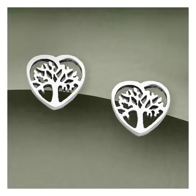 John Greed Tempest Wald Silver Heart Tree Of Life Stud Earrings For Women