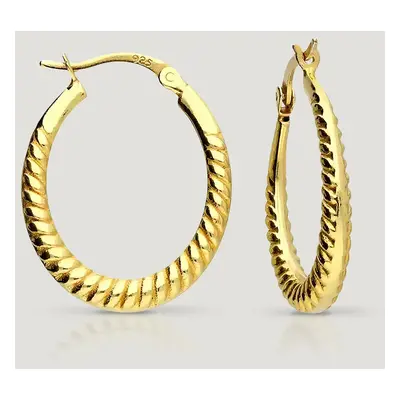 John Greed CANDY Cane Gold Plated Twisted Oval Hoop Earrings For Women