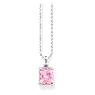 THOMAS SABO Silver Octagon Cut Pink Stone Necklace For Women