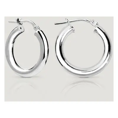 John Greed Signature Silver Tube Hinged Hoop Earrings For Women