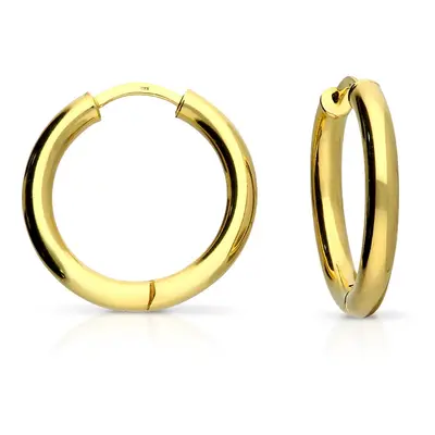 John Greed Signature Gold Plated Hinged Tube Hoop Earrings For Women