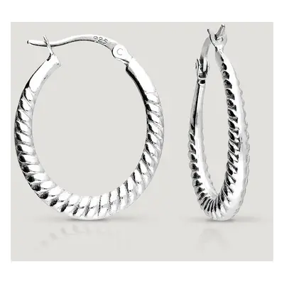 John Greed CANDY Cane Silver Twisted Oval Hoop Earrings For Women