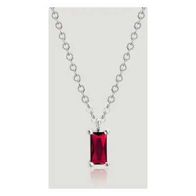 John Greed CANDY Cane Silver Ruby Red Stone Necklace For Women