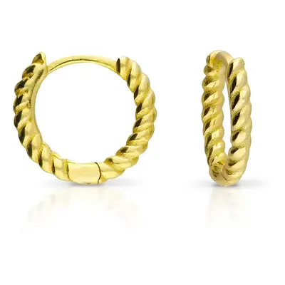 John Greed Signature Gold Plated Huggie Twist Hoop Earrings For Women