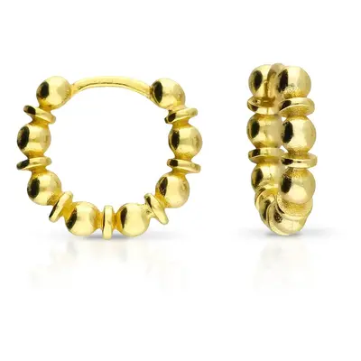 John Greed Signature Gold Plated Bead & Disc Hoop Earrings For Women