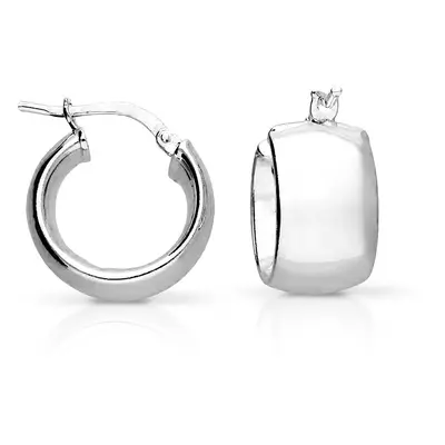 John Greed Signature Silver Chunky Band Hoop Earrings For Women