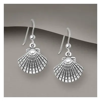 John Greed Tempest Cove Silver Oxidised Shell Drop Earrings For Women