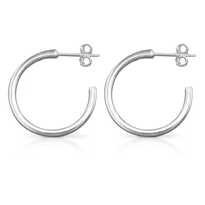 John Greed Signature Silver Simply Plain Hoop Earrings For Women