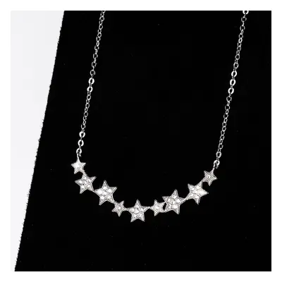 John Greed Signature Silver CZ Curved Star Necklace For Women