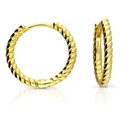 John Greed Signature Gold Plated Tight Twist Hoop Earrings For Women