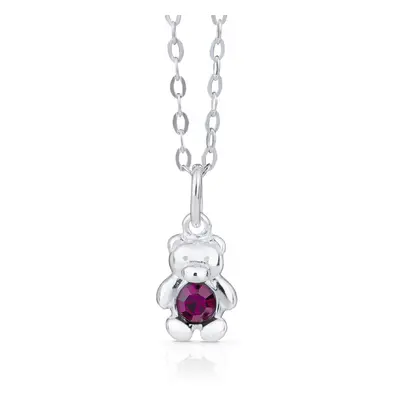 John Greed Signature Children's Silver February Birthstone Crystal Bear Necklace For Women