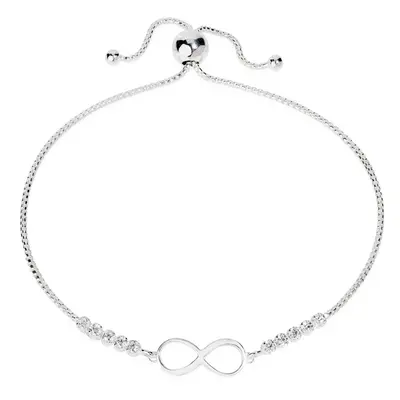 John Greed Signature Silver CZ Infinity Symbol Tennis Slider Bracelet For Women