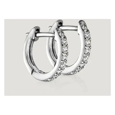 John Greed CANDY Cane Silver CZ Thin Huggie Hoop Earrings For Women