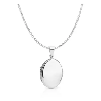 John Greed Signature Silver Medium Oval Locket Necklace For Women