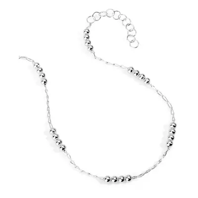 John Greed Signature Silver Diamond-Cut Beaded Anklet For Women