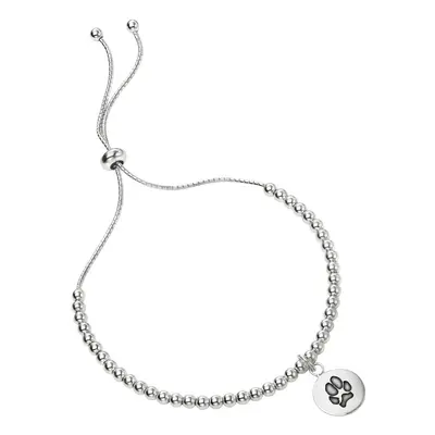 John Greed Signature Silver Disc Charm Paw Print Engraving Slider Bracelet For Women