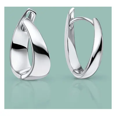 John Greed Portrait Series 1 Silver Ribbon Twist Hoop Earrings For Women