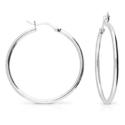 John Greed Signature Silver Plain Creole Hoop Earrings For Women