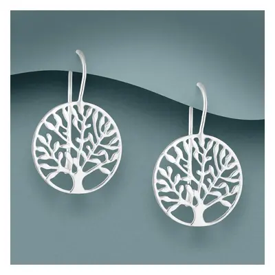 John Greed Tempest Wald Silver Plain Tree Of Life Drop Earrings For Women