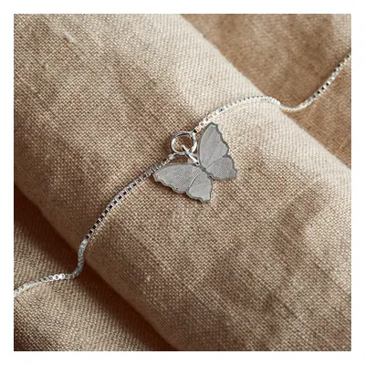 John Greed Tempest Meadow Silver Butterfly Anklet For Women