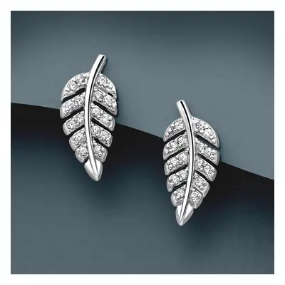 John Greed Tempest Wald Silver CZ Leaf Earrings For Women